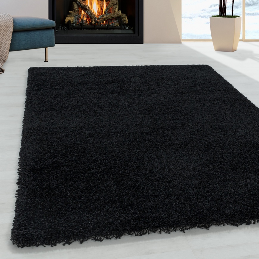 Sydney Shaggy Plain Black Rug